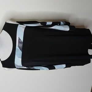 Alfani black abstract cold shoulder tunic top size small
